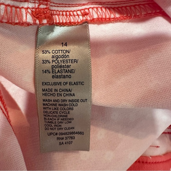 Rafaella Red and White Leggings Vibrant Stretchy Bottoms - Picture 3 of 7